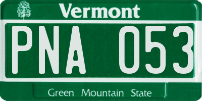 VT license plate PNA053