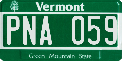 VT license plate PNA059