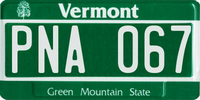 VT license plate PNA067