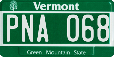 VT license plate PNA068