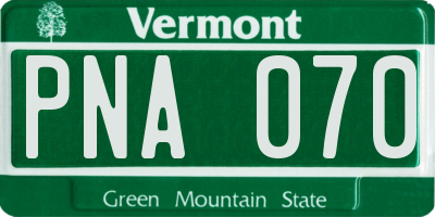 VT license plate PNA070