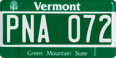 VT license plate PNA072