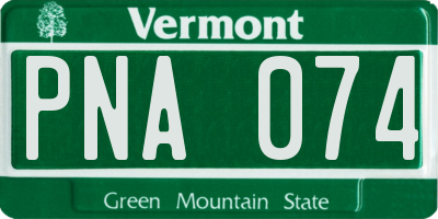 VT license plate PNA074