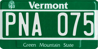 VT license plate PNA075