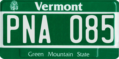 VT license plate PNA085