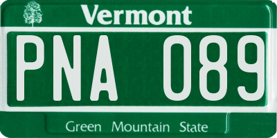 VT license plate PNA089