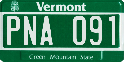 VT license plate PNA091