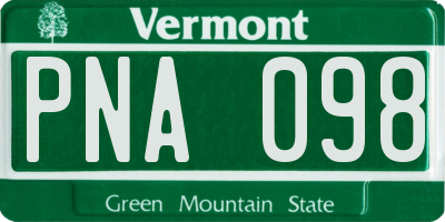 VT license plate PNA098