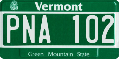 VT license plate PNA102