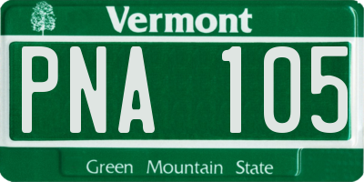 VT license plate PNA105