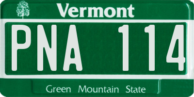 VT license plate PNA114