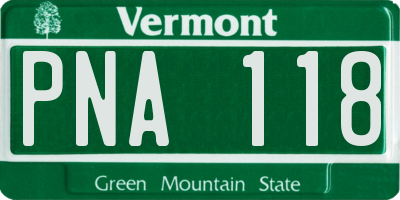 VT license plate PNA118