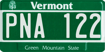 VT license plate PNA122