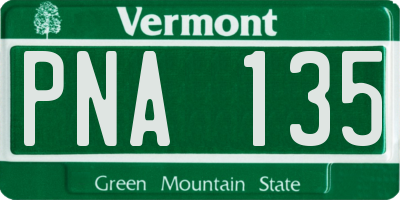 VT license plate PNA135