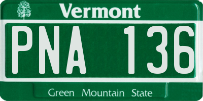 VT license plate PNA136