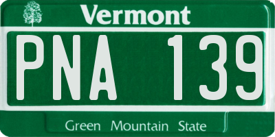 VT license plate PNA139