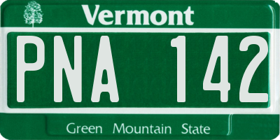 VT license plate PNA142