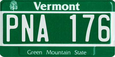 VT license plate PNA176