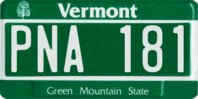 VT license plate PNA181