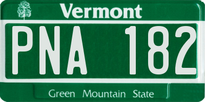 VT license plate PNA182