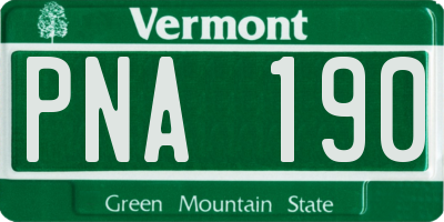VT license plate PNA190