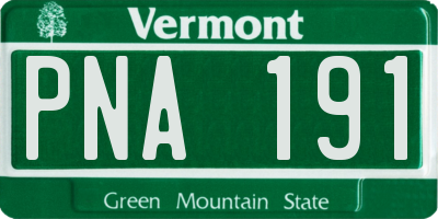 VT license plate PNA191