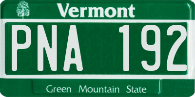 VT license plate PNA192