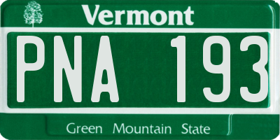 VT license plate PNA193