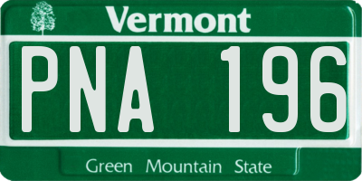 VT license plate PNA196