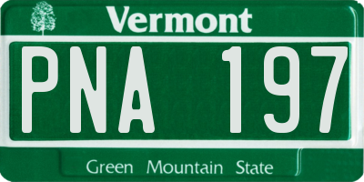 VT license plate PNA197