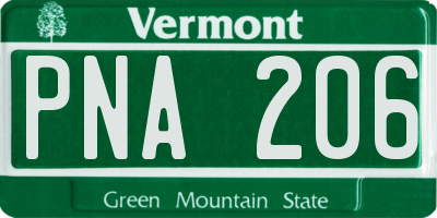 VT license plate PNA206