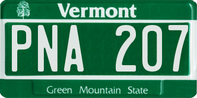 VT license plate PNA207