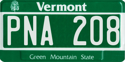 VT license plate PNA208