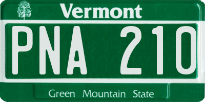 VT license plate PNA210
