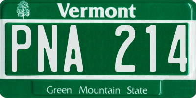 VT license plate PNA214