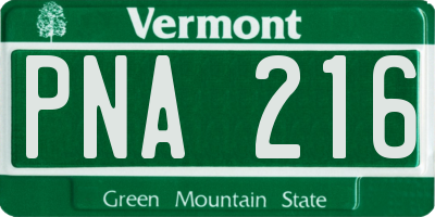 VT license plate PNA216