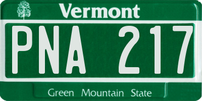 VT license plate PNA217