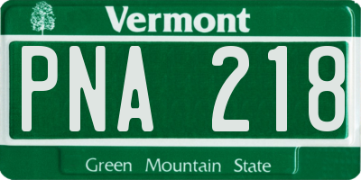 VT license plate PNA218