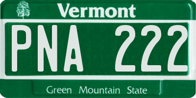VT license plate PNA222