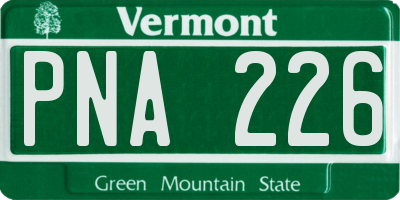 VT license plate PNA226