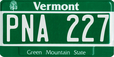 VT license plate PNA227