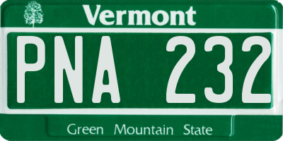 VT license plate PNA232