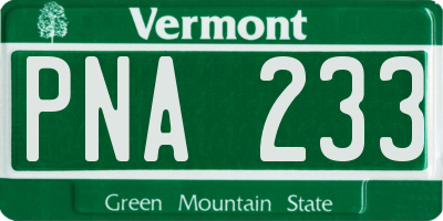VT license plate PNA233