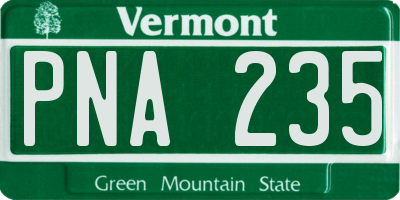 VT license plate PNA235