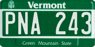 VT license plate PNA243