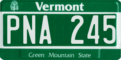 VT license plate PNA245