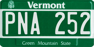 VT license plate PNA252