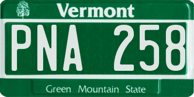 VT license plate PNA258