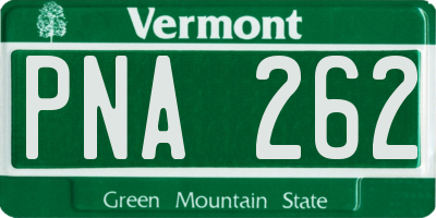 VT license plate PNA262