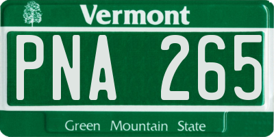 VT license plate PNA265